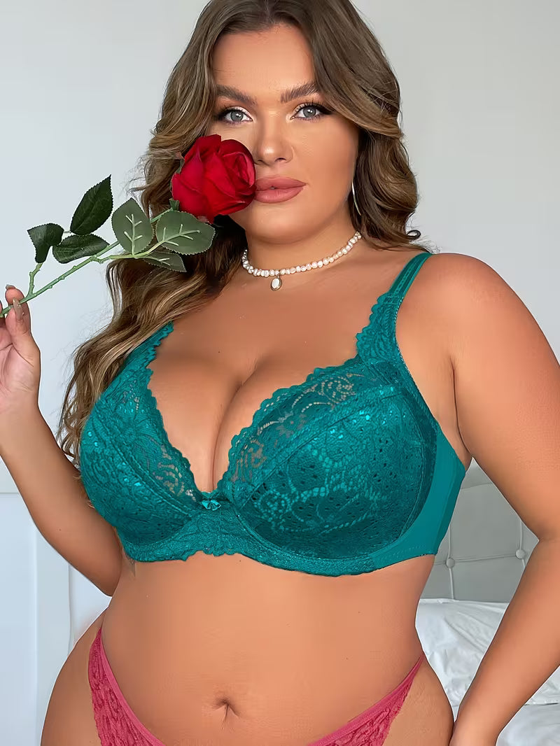 Plus Size Floral Lace Underwire Bras.