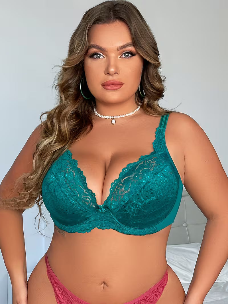 Plus Size Floral Lace Underwire Bras.