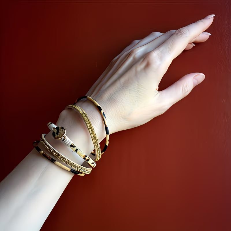 Plush Leopard Print Wide Wrap Bracelet.