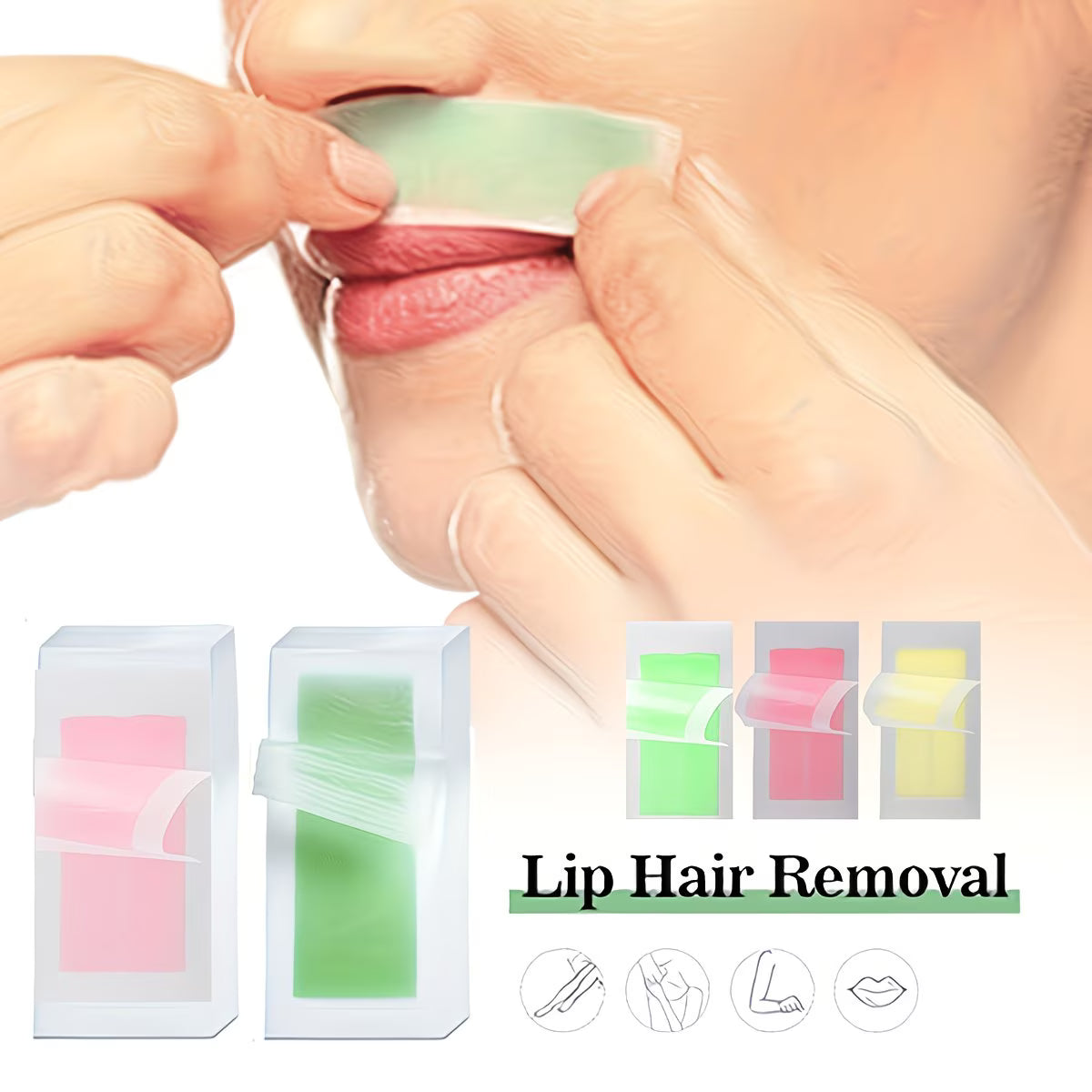 Portable 12-Pack Facial Wax Strips.