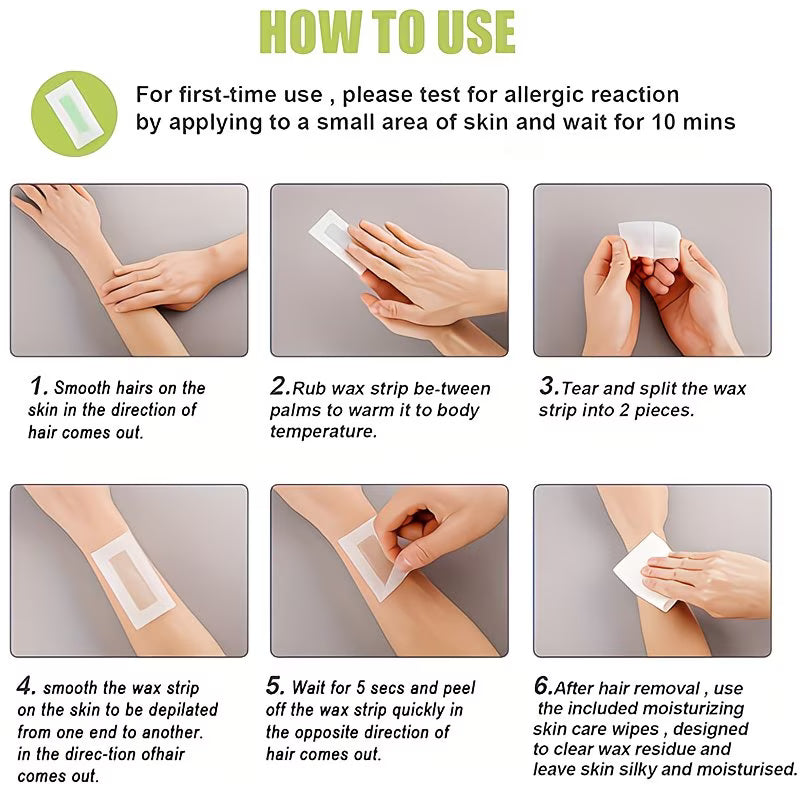 Portable 12-Pack Facial Wax Strips.