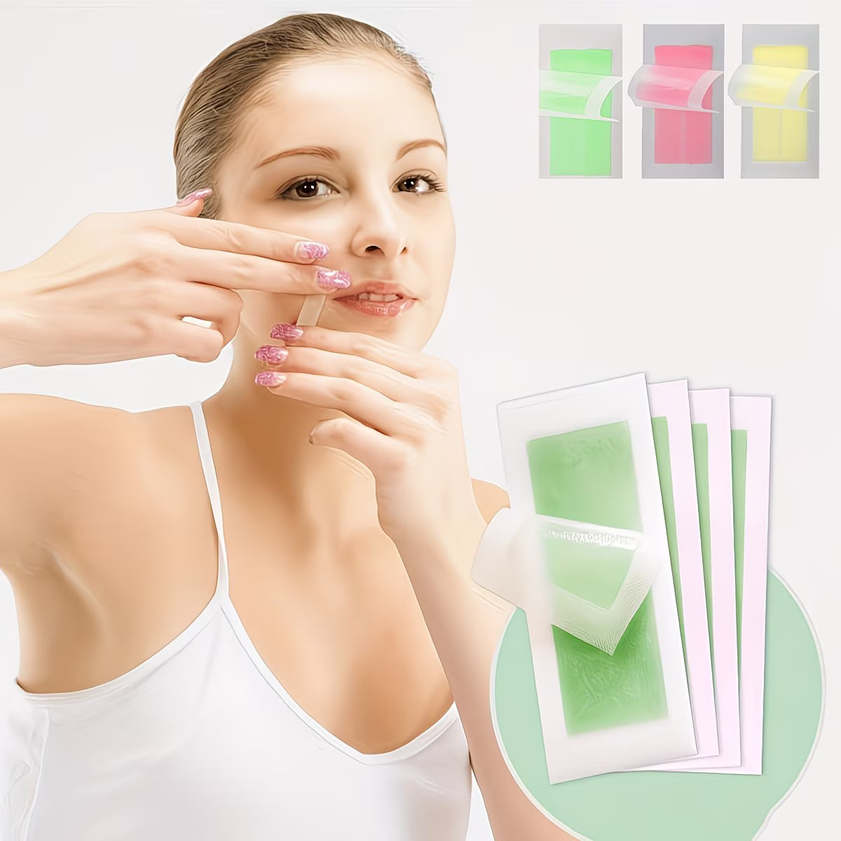 Portable 12-Pack Facial Wax Strips.