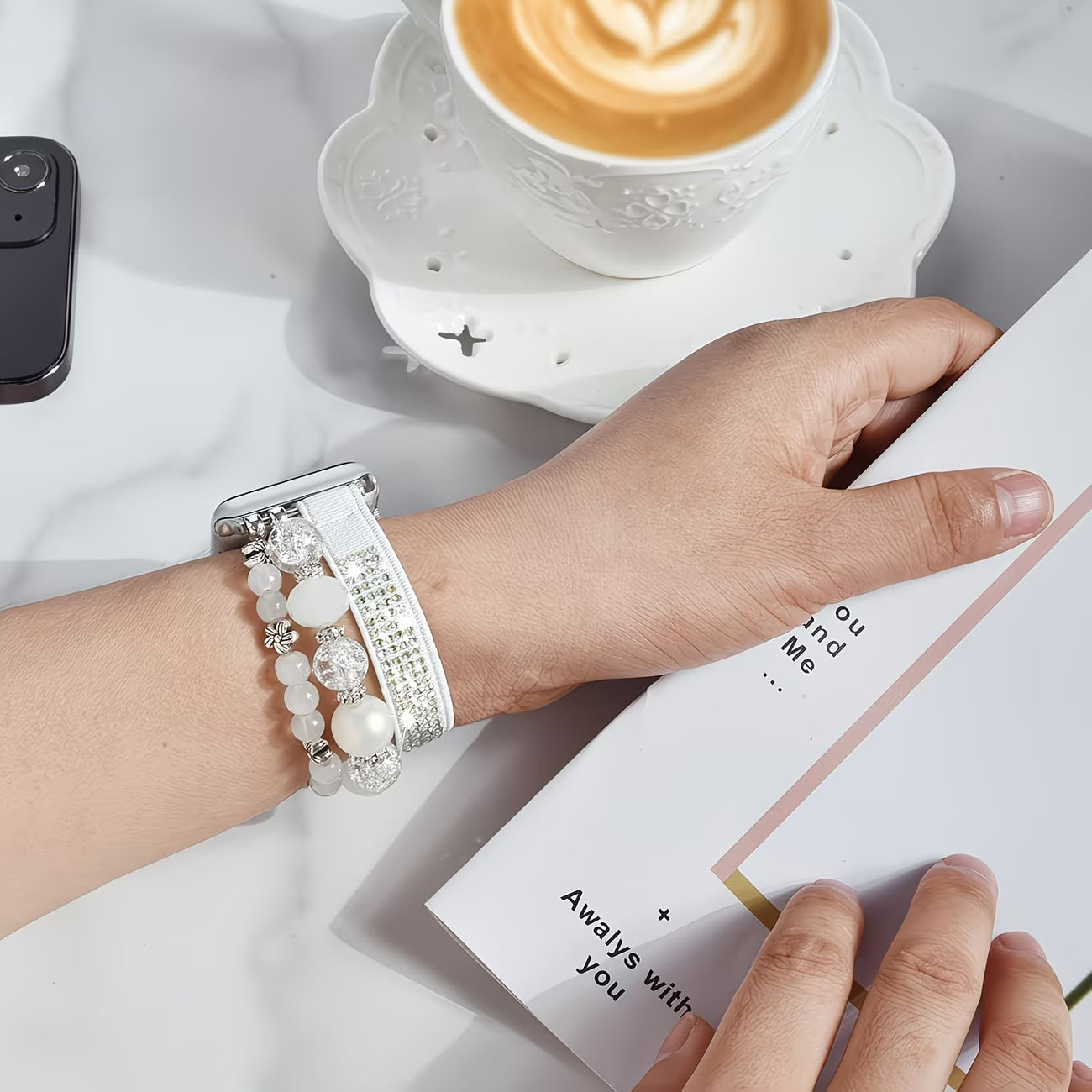 Pure White Pearl Jewelry Strap for iWatch.