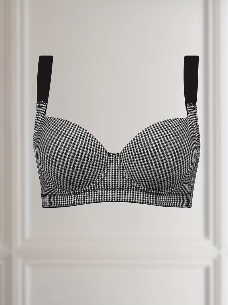 Radiant Plaid Seamless Underwire Skin-Friendly Push-Up Bras.