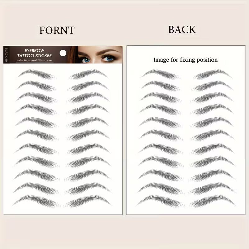 Realistic 6D Black Eyebrow Temporary Tattoo Sticker.