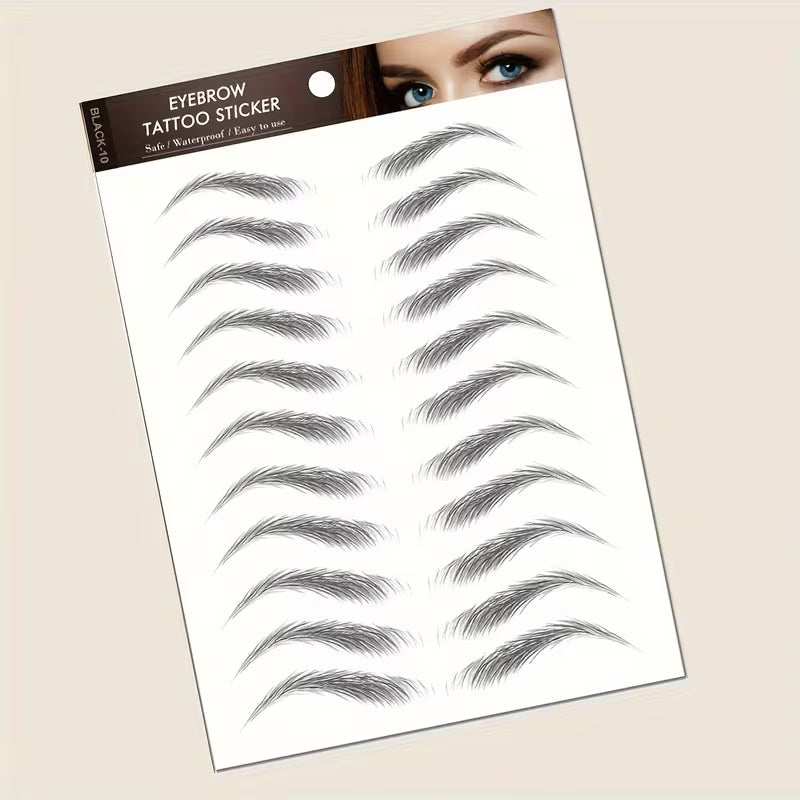 Realistic 6D Black Eyebrow Temporary Tattoo Sticker.