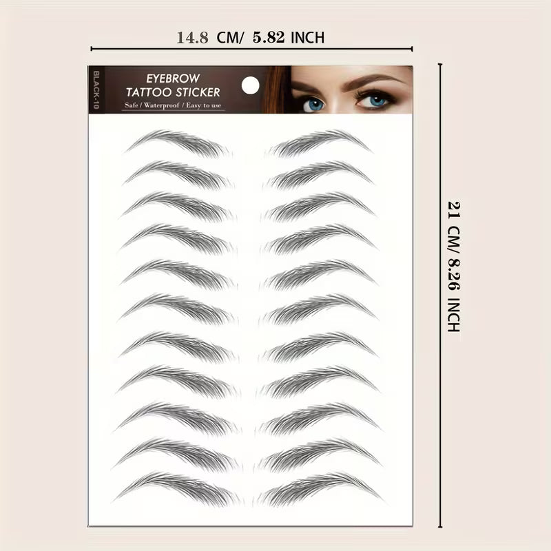 Realistic 6D Black Eyebrow Temporary Tattoo Sticker.