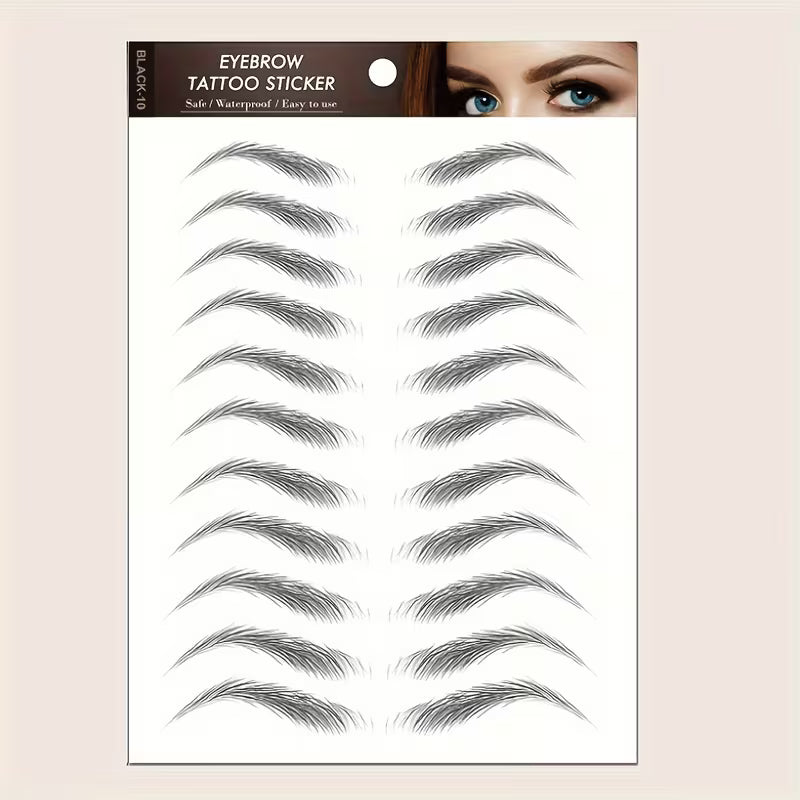 Realistic 6D Black Eyebrow Temporary Tattoo Sticker.