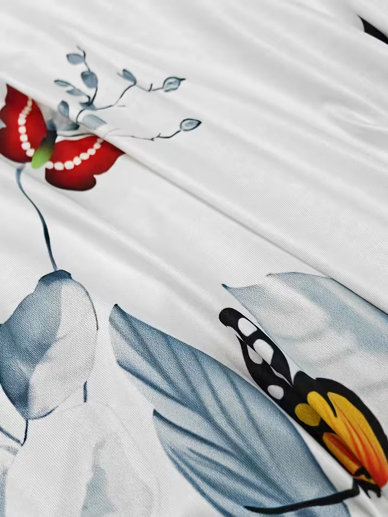 Retro Floral & Butterfly Patchwork Dress.