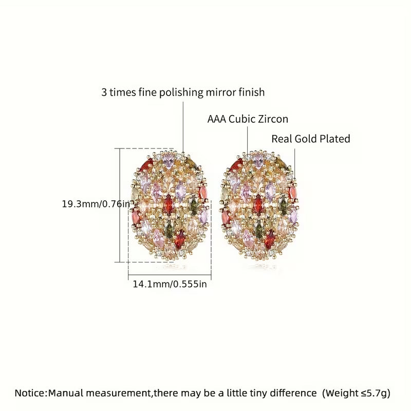 Rhodium Plated Multi-Color Zirconia Rainbow Horizon Studs.