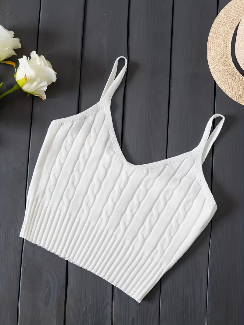 Ribbed V-Neck Tank Top.