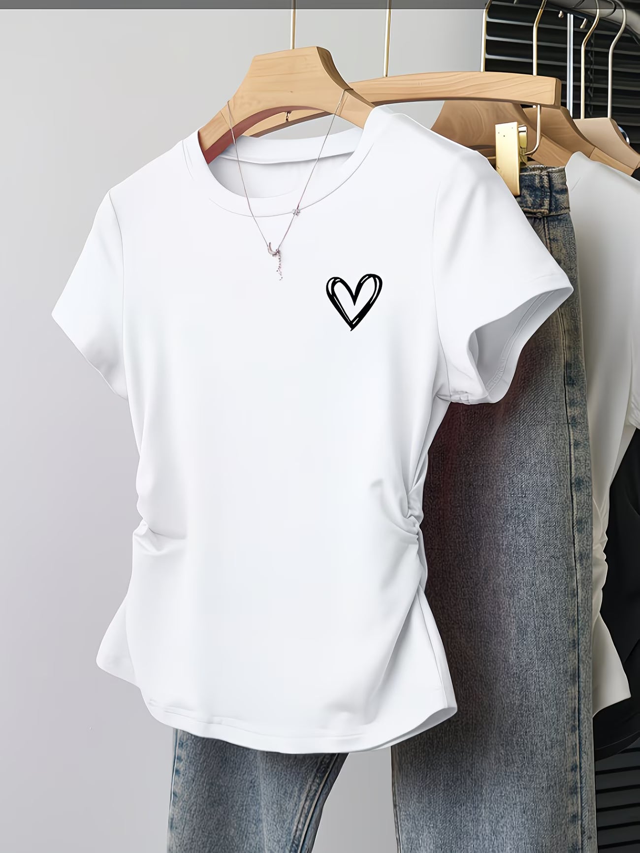 Romantic Heart-Print Mini Dress.