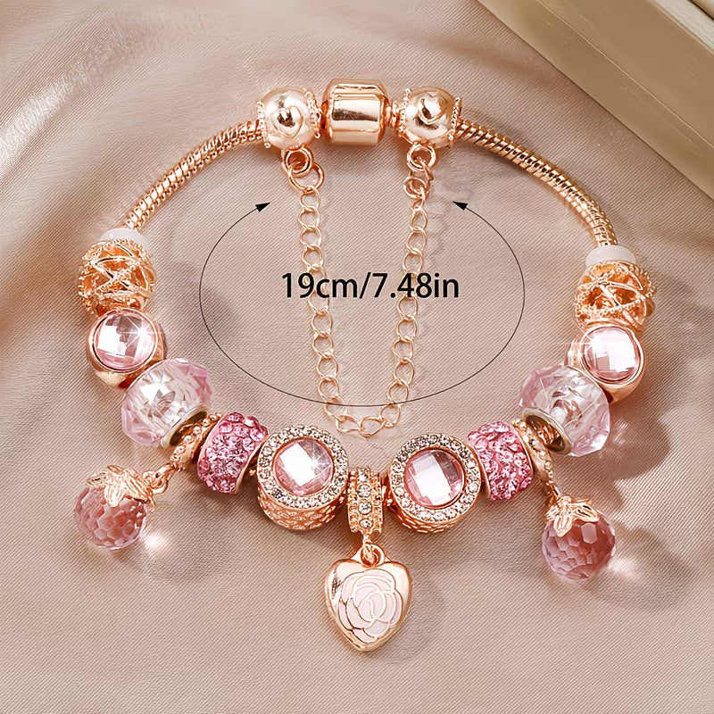Rose Petal Heart Double-Layer Bracelet.
