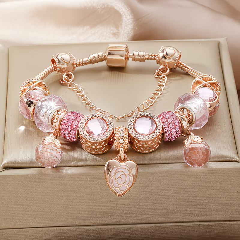 Rose Petal Heart Double-Layer Bracelet.