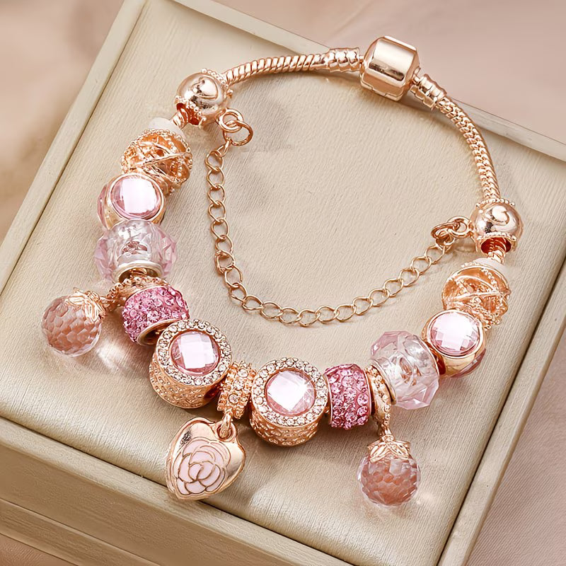 Rose Petal Heart Double-Layer Bracelet.