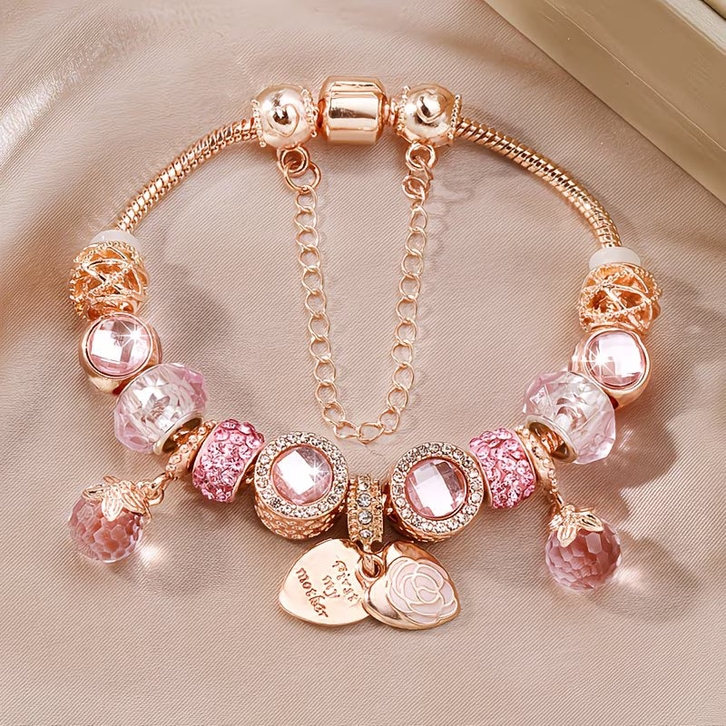 Rose Petal Heart Double-Layer Bracelet.
