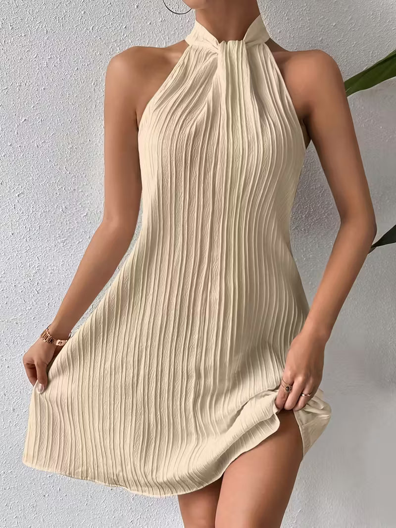 Ruched Vertical Stripe Summer Sundress.