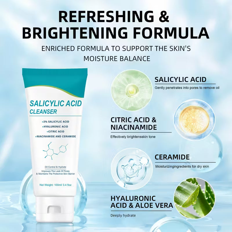 Salicylic Acid Deep Cleansing Gel – 5-in-1 Pore-Clarifying Wash.