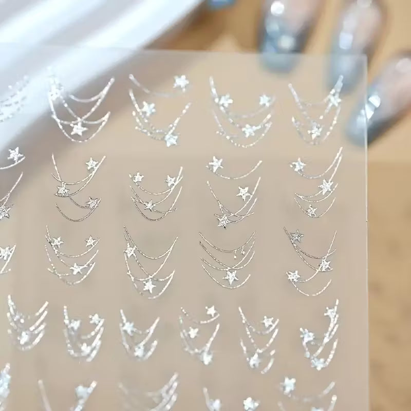 Self-Adhesive Glossy French-Style Nail Art.