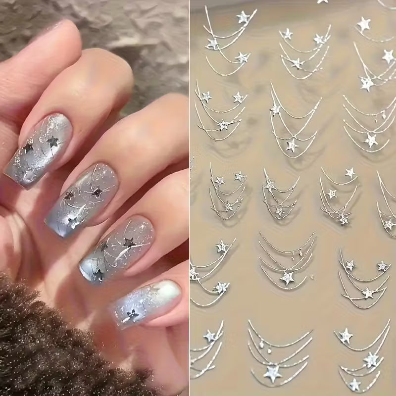 Self-Adhesive Glossy French-Style Nail Art.