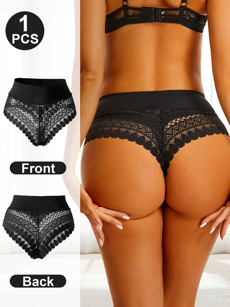 Semi-Sheer High-Waist V-String.