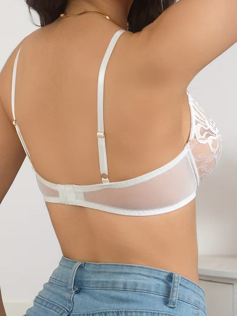 Semi-Sheer Unpadded Bra with Gentle Lift.