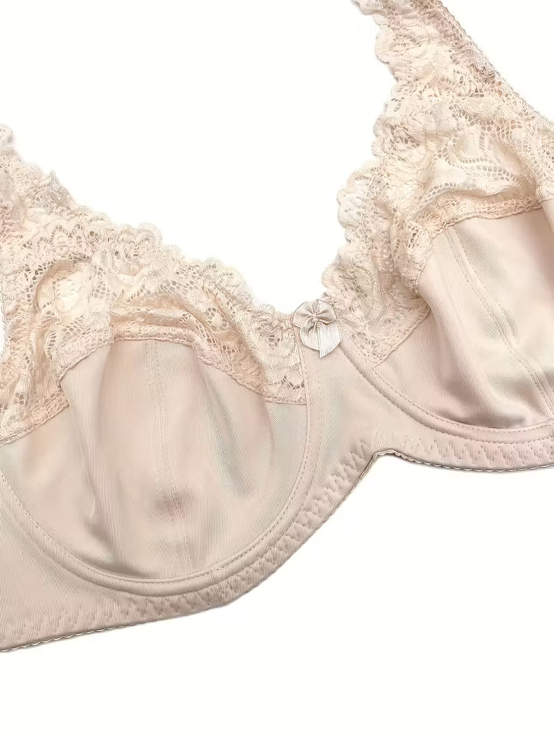 Sexy Contrast Lace Mini Bow Light Bra.