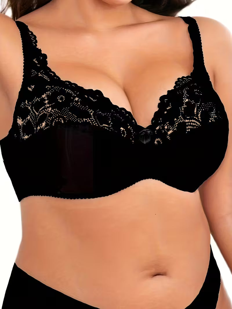 Sexy Contrast Lace Mini Bow Light Bra.