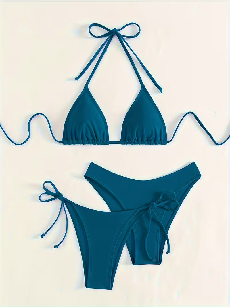 Sexy Halter Tie Bikini Set.