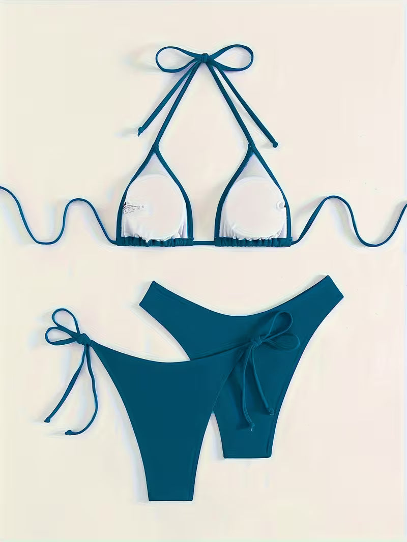 Sexy Halter Tie Bikini Set.