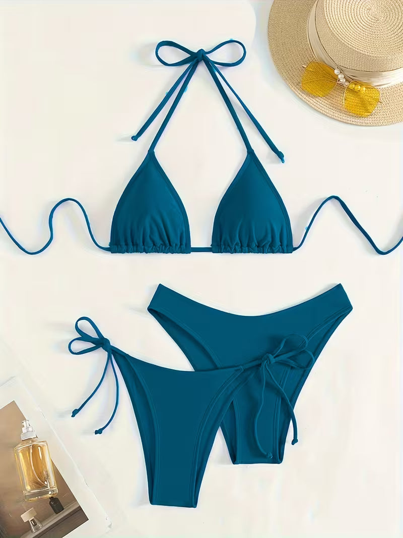 Sexy Halter Tie Bikini Set.