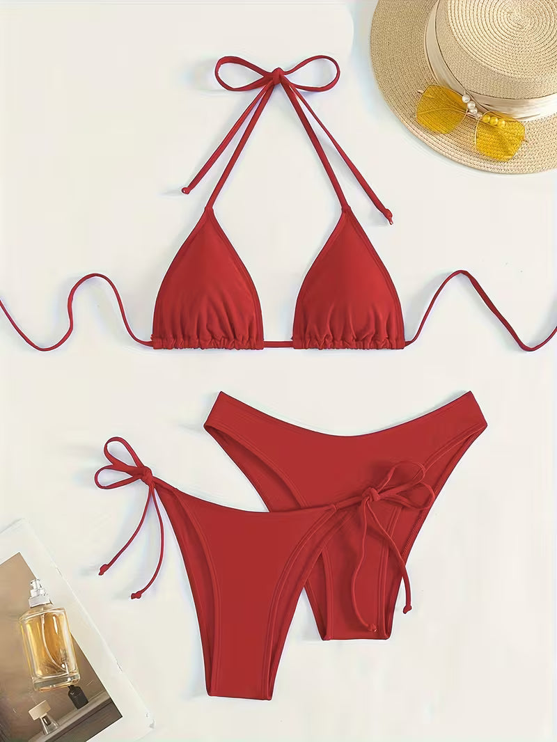 Sexy Halter Tie Bikini Set.