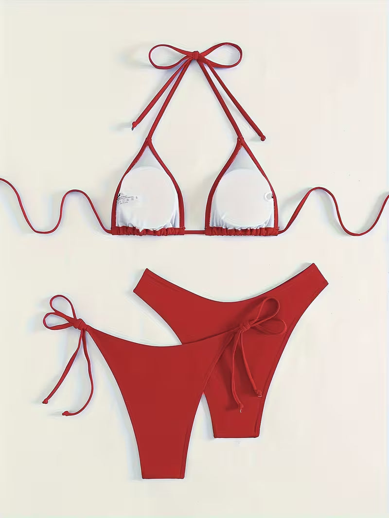 Sexy Halter Tie Bikini Set.