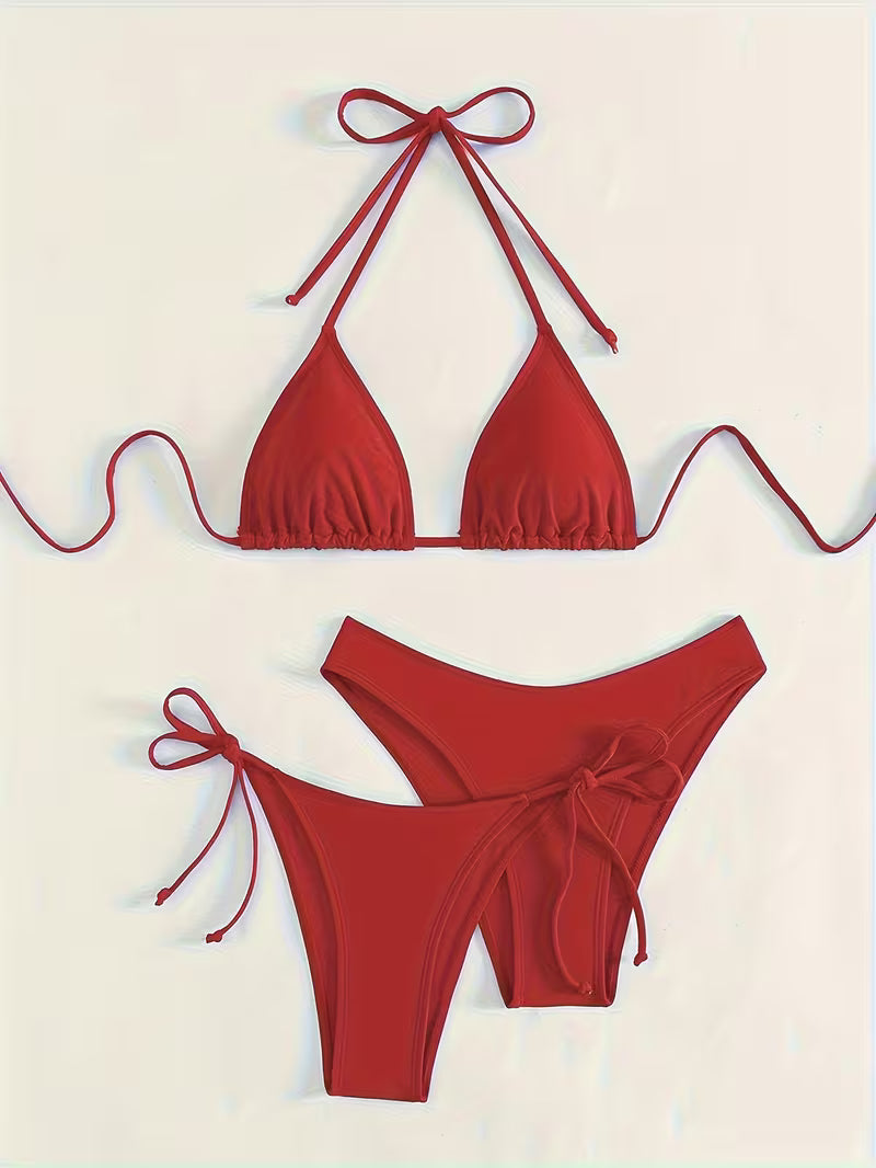 Sexy Halter Tie Bikini Set.
