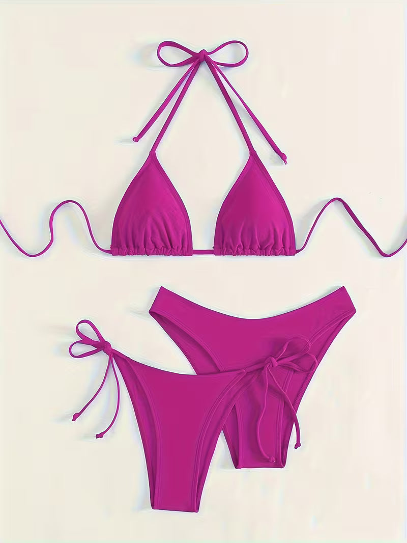 Sexy Halter Tie Bikini Set.