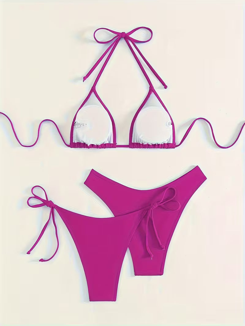 Sexy Halter Tie Bikini Set.