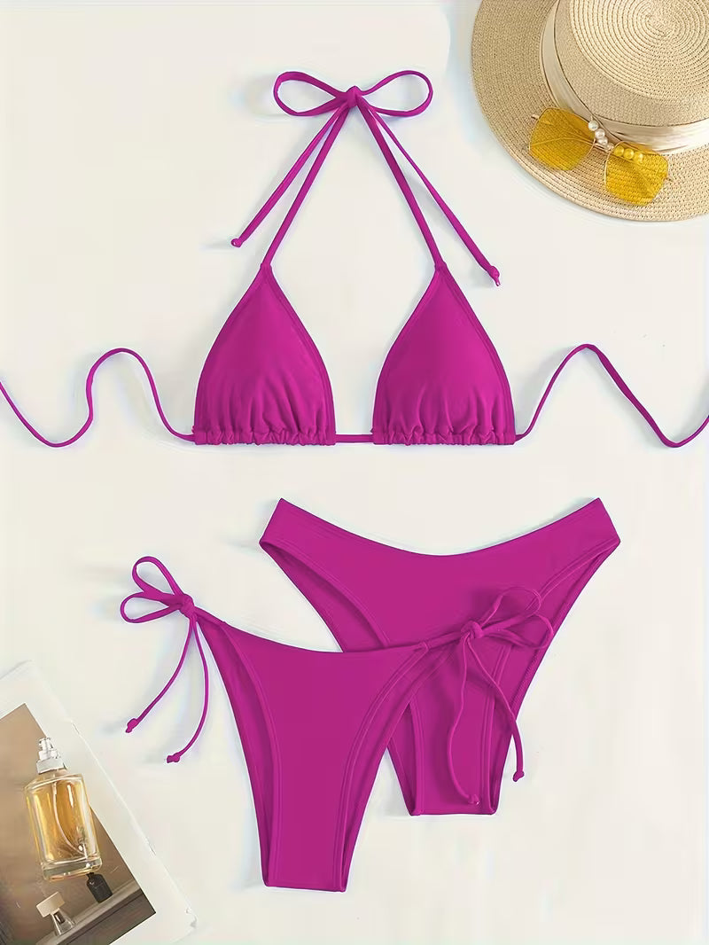 Sexy Halter Tie Bikini Set.