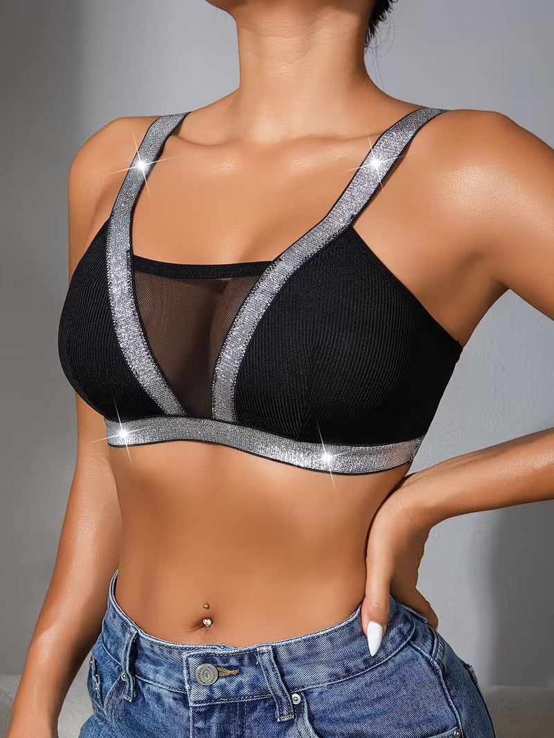 Sexy Lace Sparkling Silver Trim Comfortable Fit Bras.