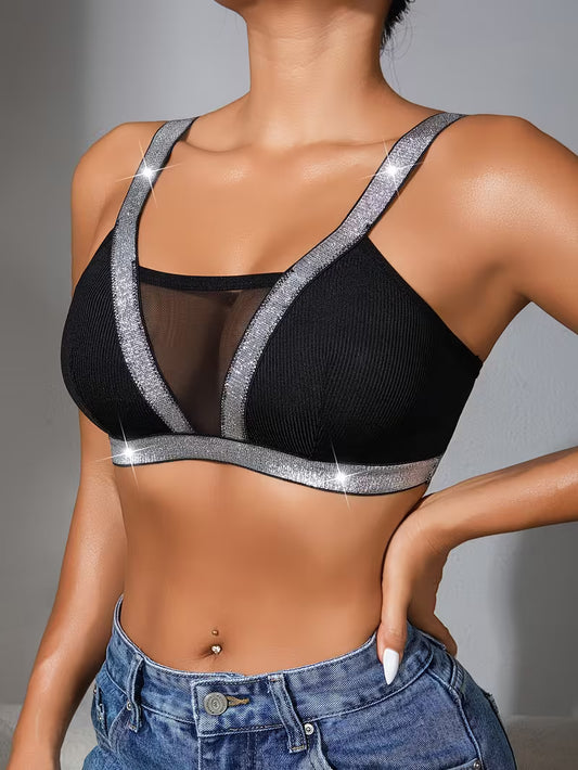 Sexy Lace Sparkling Silver Trim Comfortable Fit Bras.