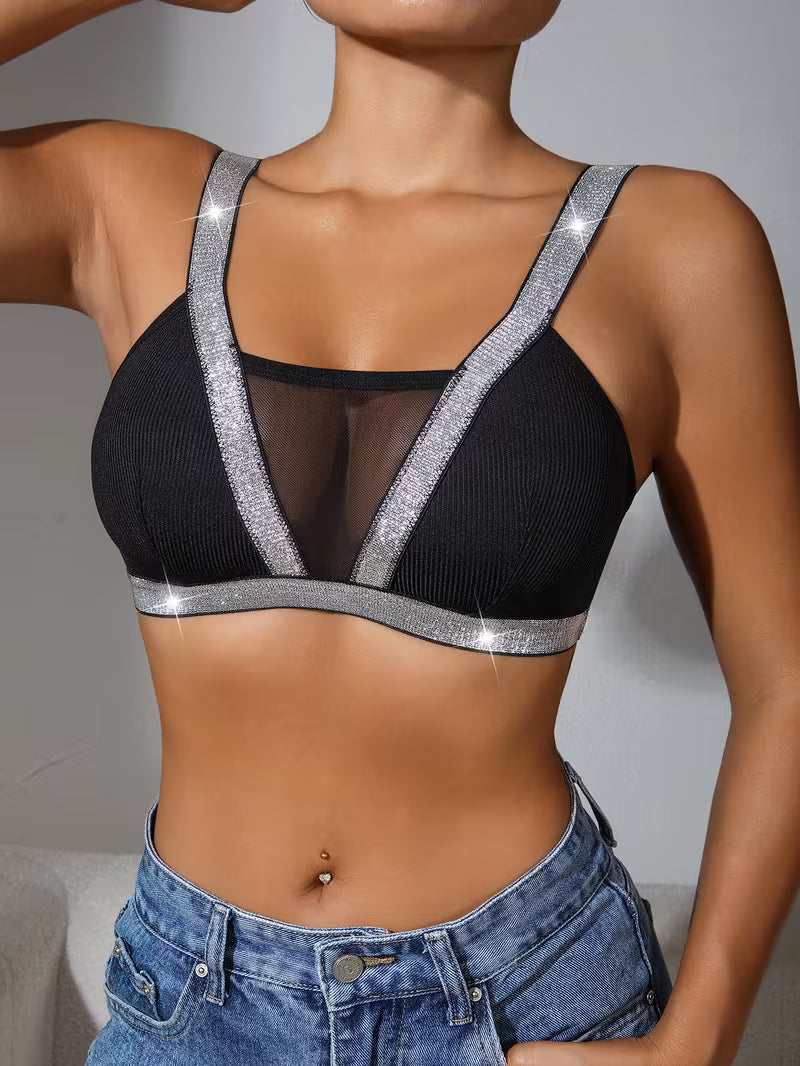 Sexy Lace Sparkling Silver Trim Comfortable Fit Bras.