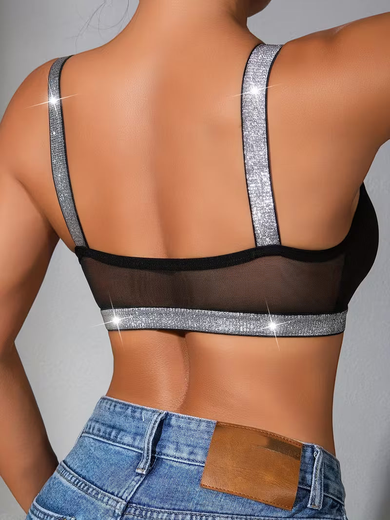 Sexy Lace Sparkling Silver Trim Comfortable Fit Bras.