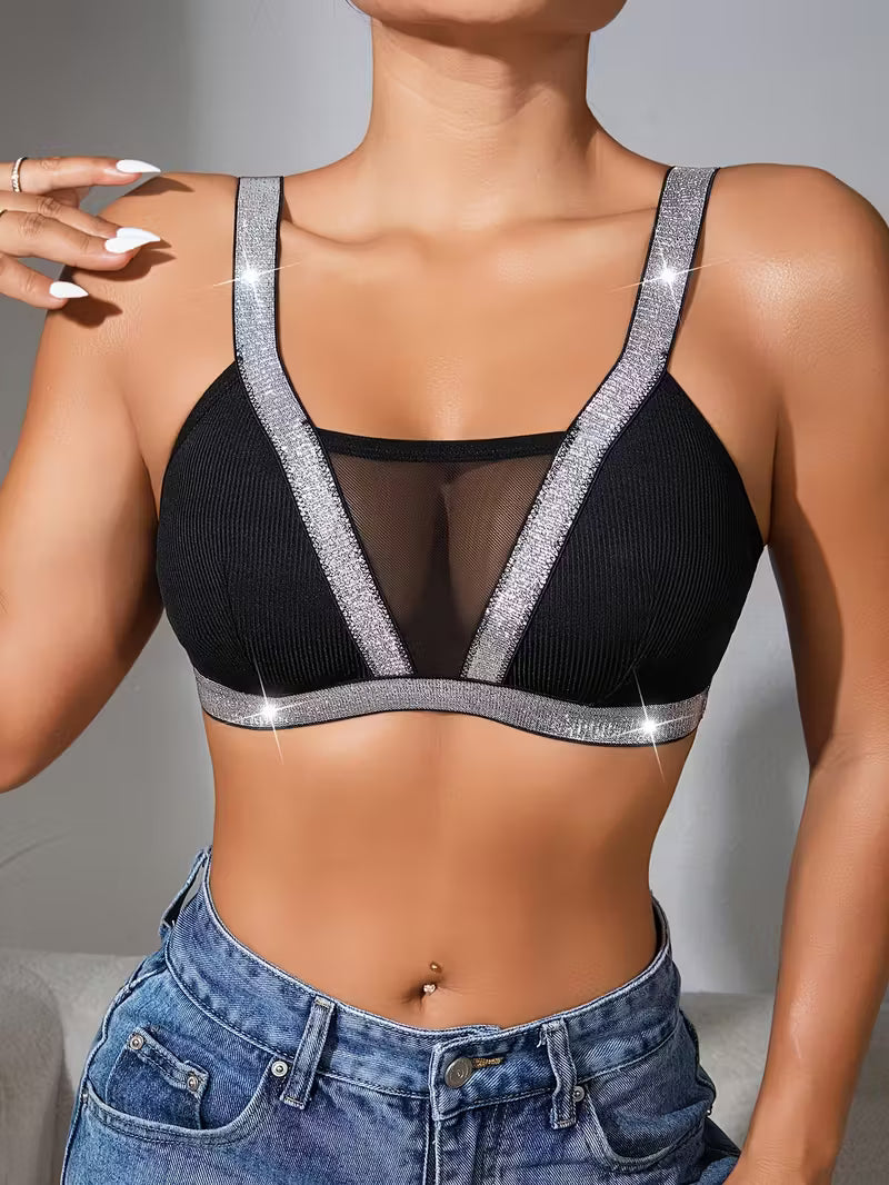 Sexy Lace Sparkling Silver Trim Comfortable Fit Bras.
