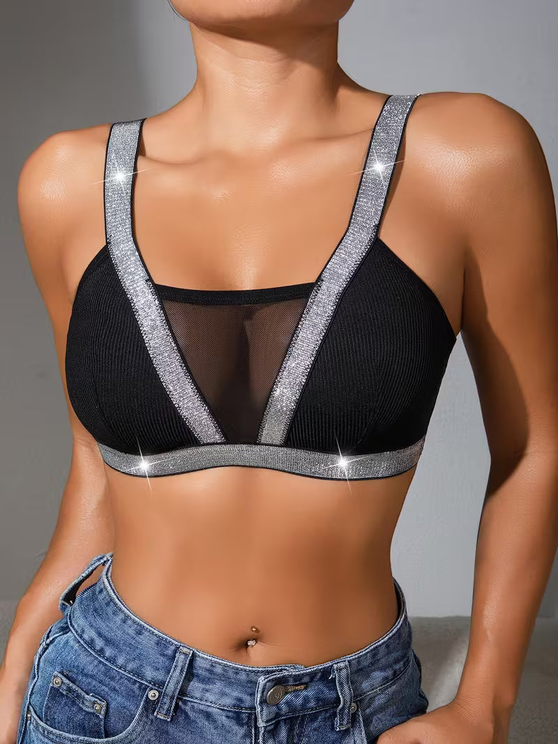 Sexy Lace Sparkling Silver Trim Comfortable Fit Bras.