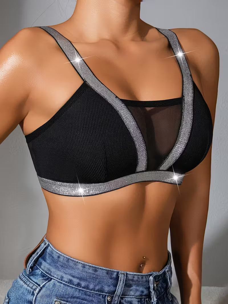 Sexy Lace Sparkling Silver Trim Comfortable Fit Bras.