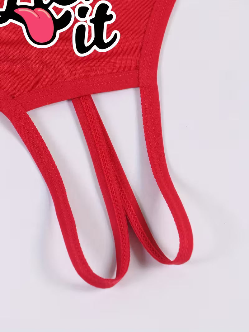 Sexy Red Low-Rise Novelty Underwear.