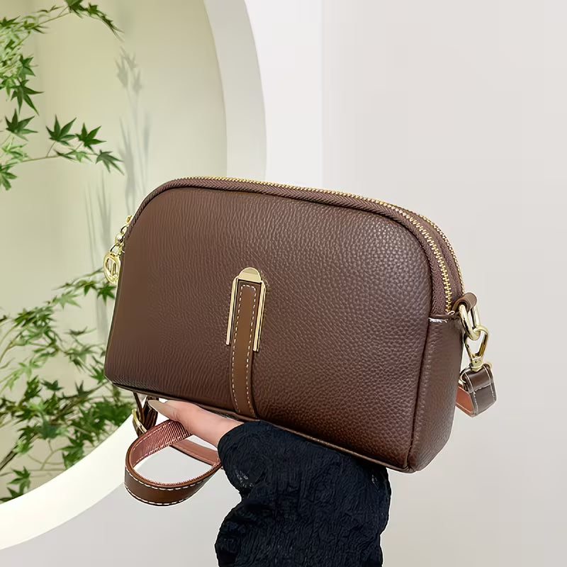 Shell-Silhouette Crossbody Elegant Faux Leather Wallet.