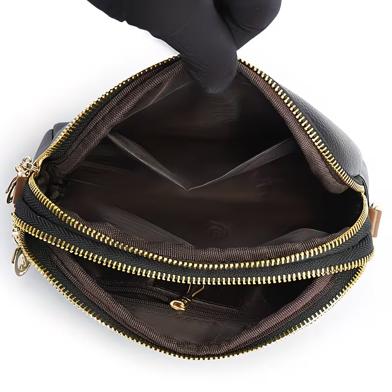 Shell-Silhouette Crossbody Elegant Faux Leather Wallet.