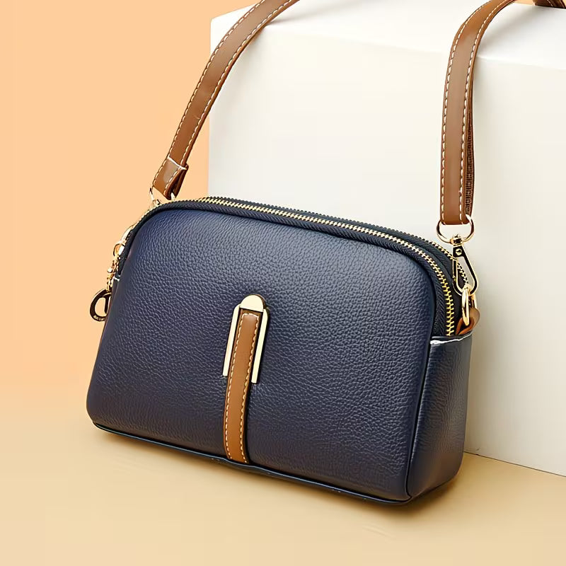 Shell-Silhouette Crossbody Elegant Faux Leather Wallet.