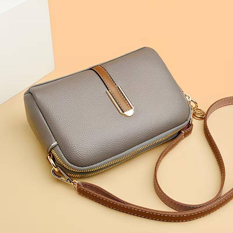 Shell-Silhouette Crossbody Elegant Faux Leather Wallet.