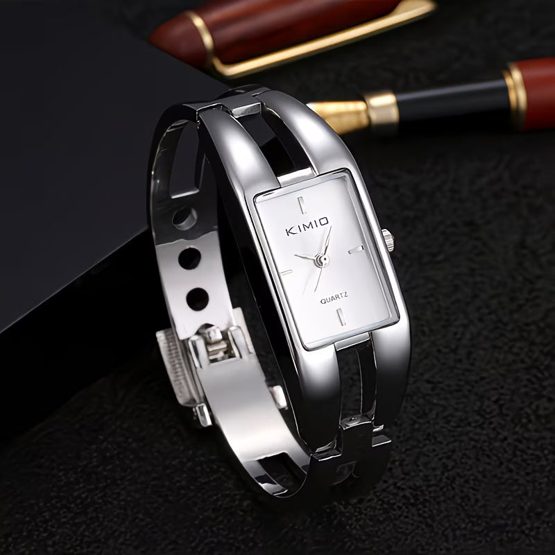 Shock-Resistant Fashion Watch with Sleek Metal Band.